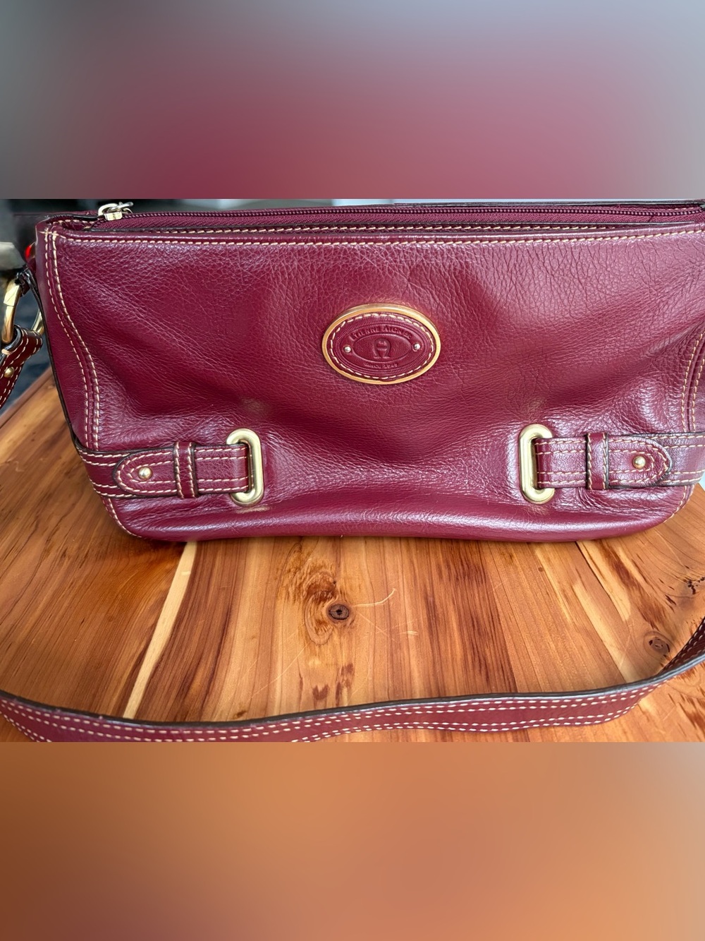 Vtg 90s Etienne Aigner Oxblood Red Leather Shoulder Bag Handbag Tassel Purse